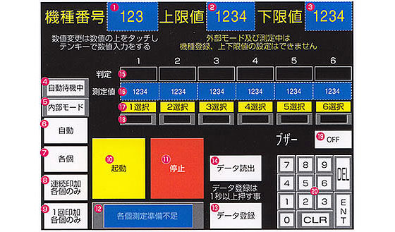 シーケンサー制御方式デジタル自動判定コンパレーター　画面説明